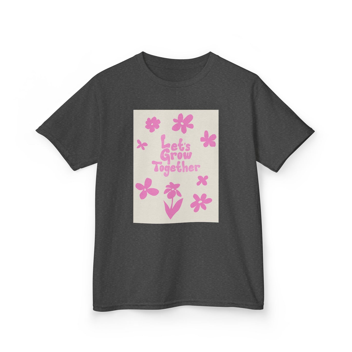 YOUTH T-SHIRT Tee — "Let's Grow Together" Floral Graphic