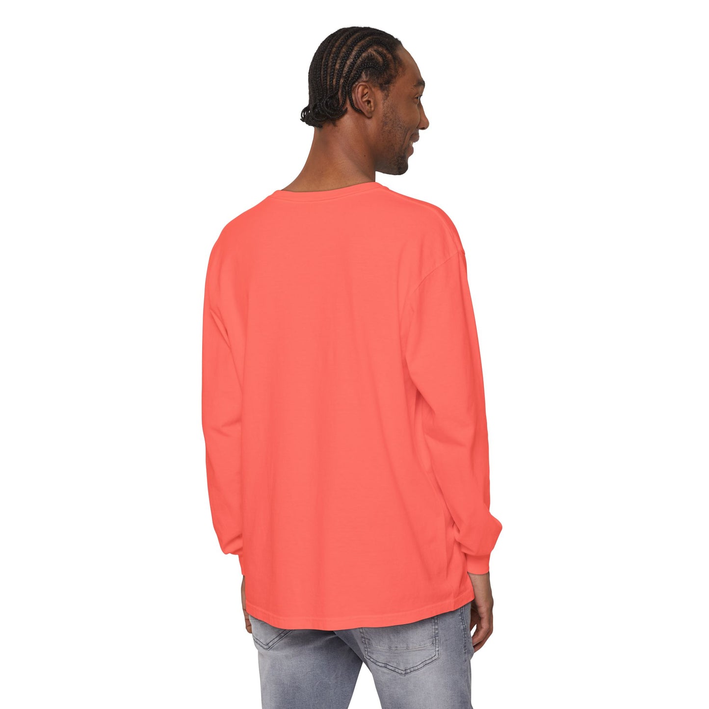 Graphic Long Sleeve Tee — Vintage Face Print with French Text