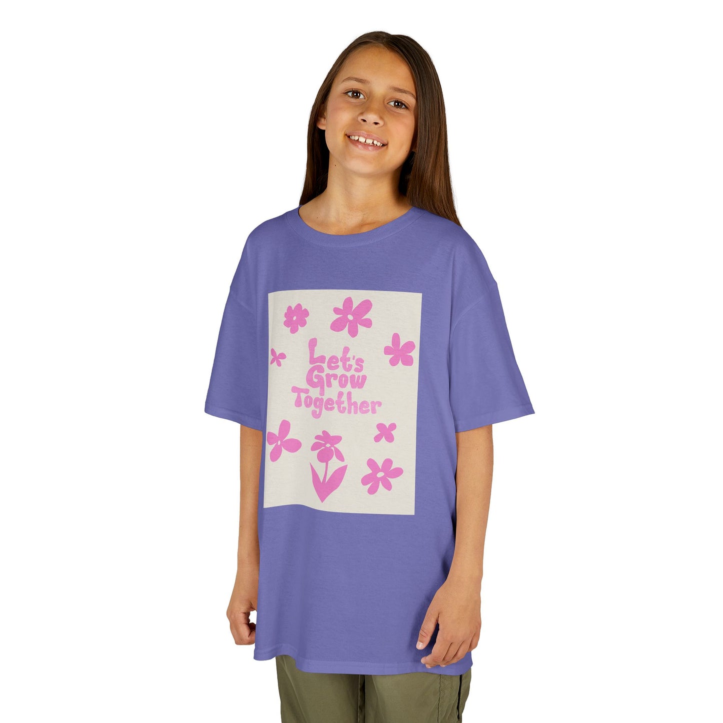 YOUTH T-SHIRT Tee — "Let's Grow Together" Floral Graphic