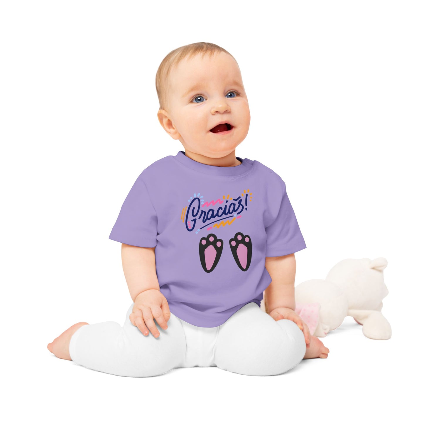 Gracias Baby T-Shirt with Cute Paw Prints – Spanish Thank You Infant Tee