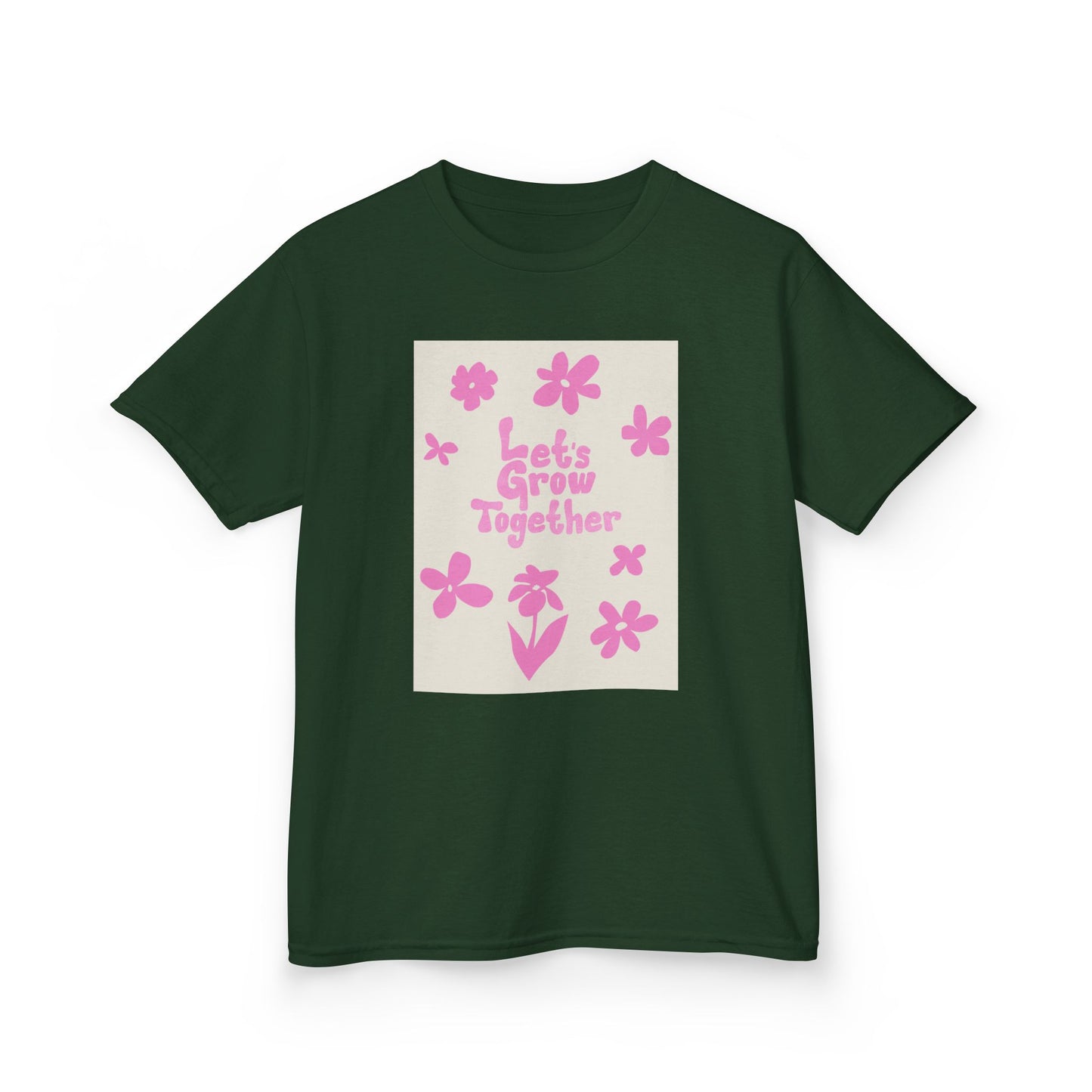 YOUTH T-SHIRT Tee — "Let's Grow Together" Floral Graphic