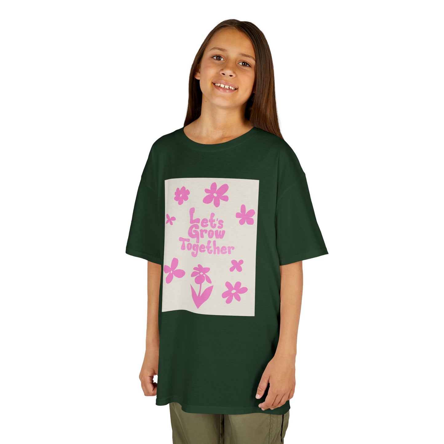 YOUTH T-SHIRT Tee — "Let's Grow Together" Floral Graphic