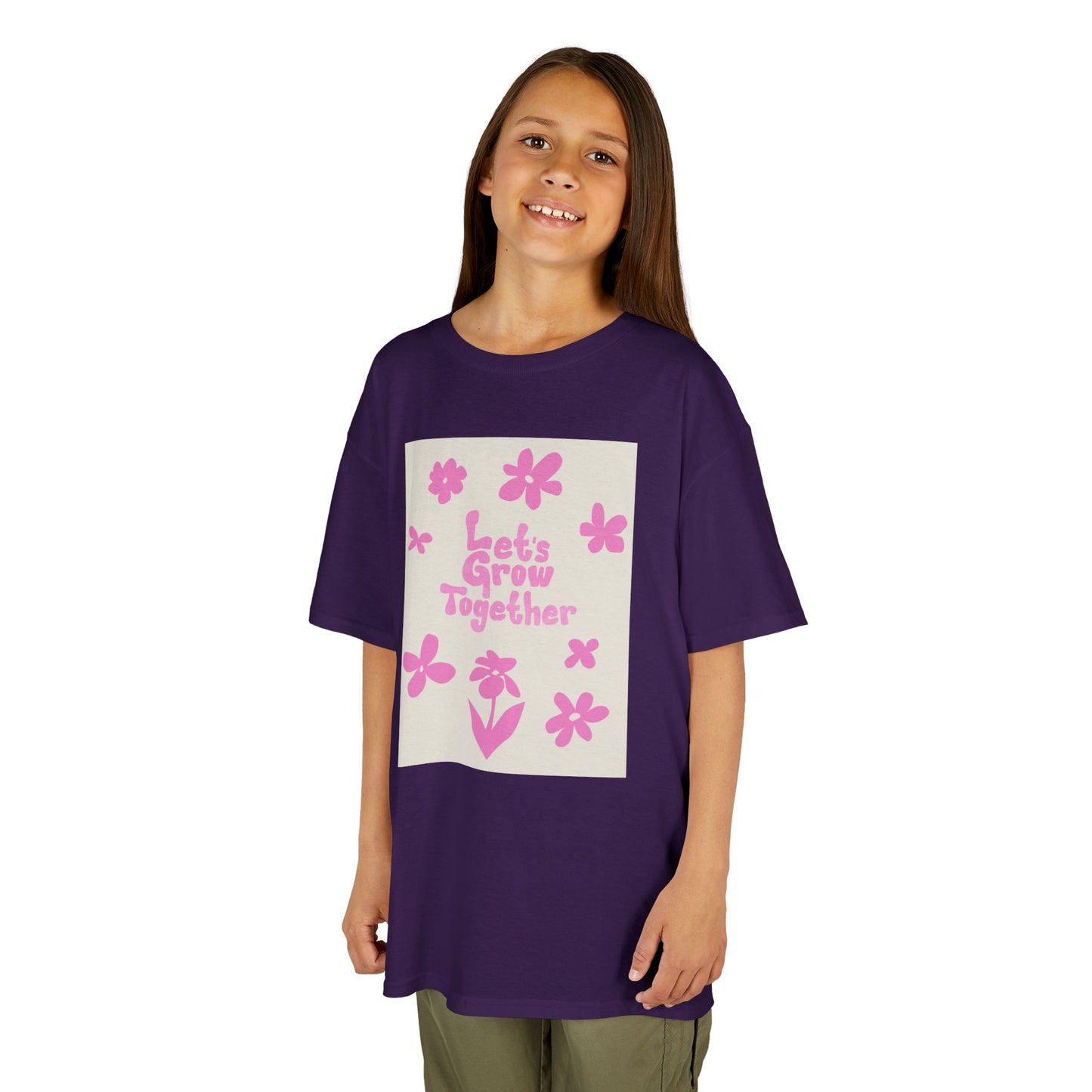YOUTH T-SHIRT Tee — "Let's Grow Together" Floral Graphic