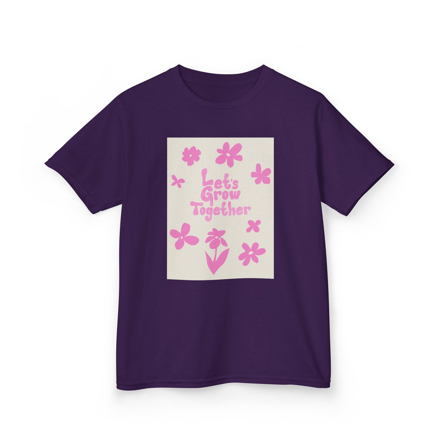 YOUTH T-SHIRT Tee — "Let's Grow Together" Floral Graphic