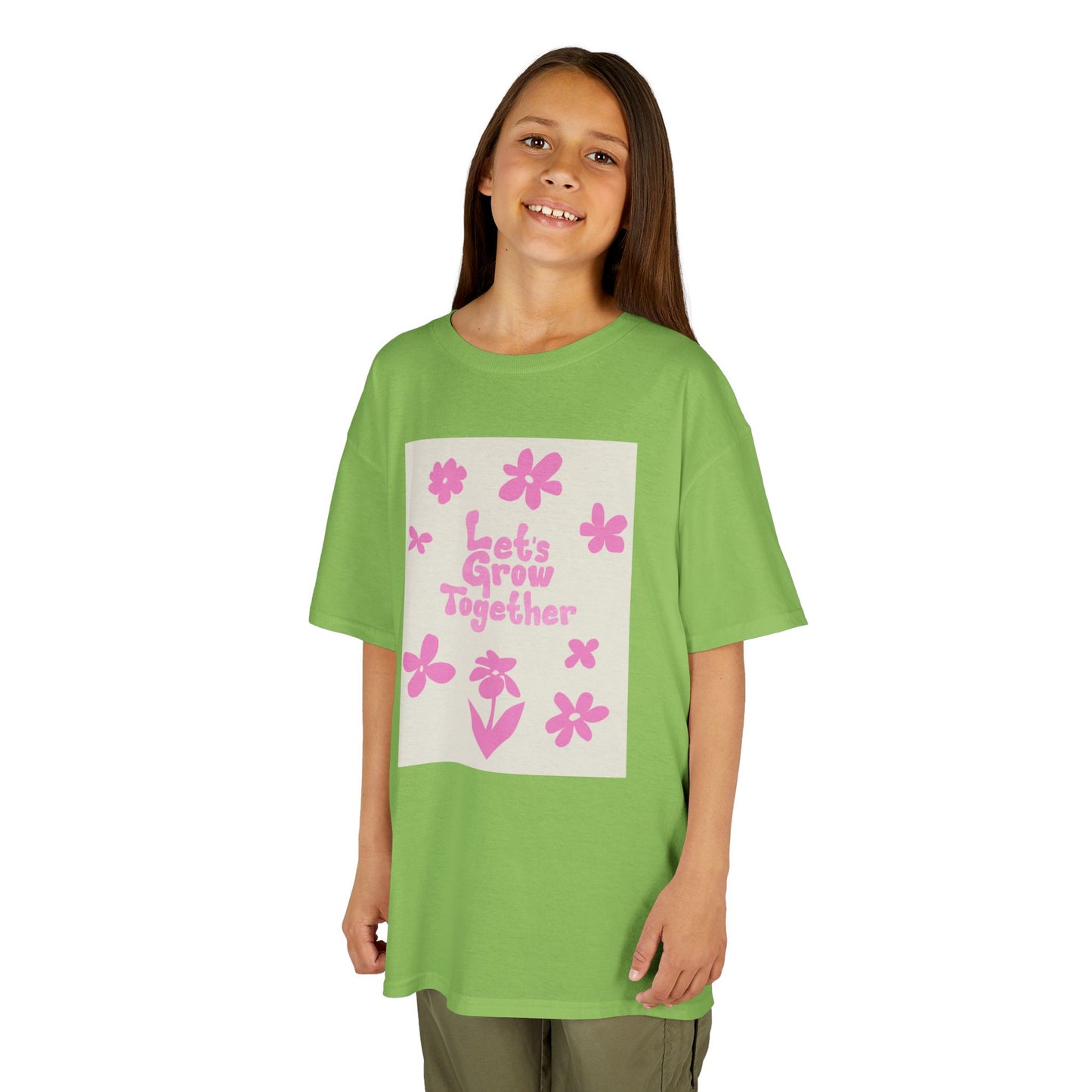 YOUTH T-SHIRT Tee — "Let's Grow Together" Floral Graphic