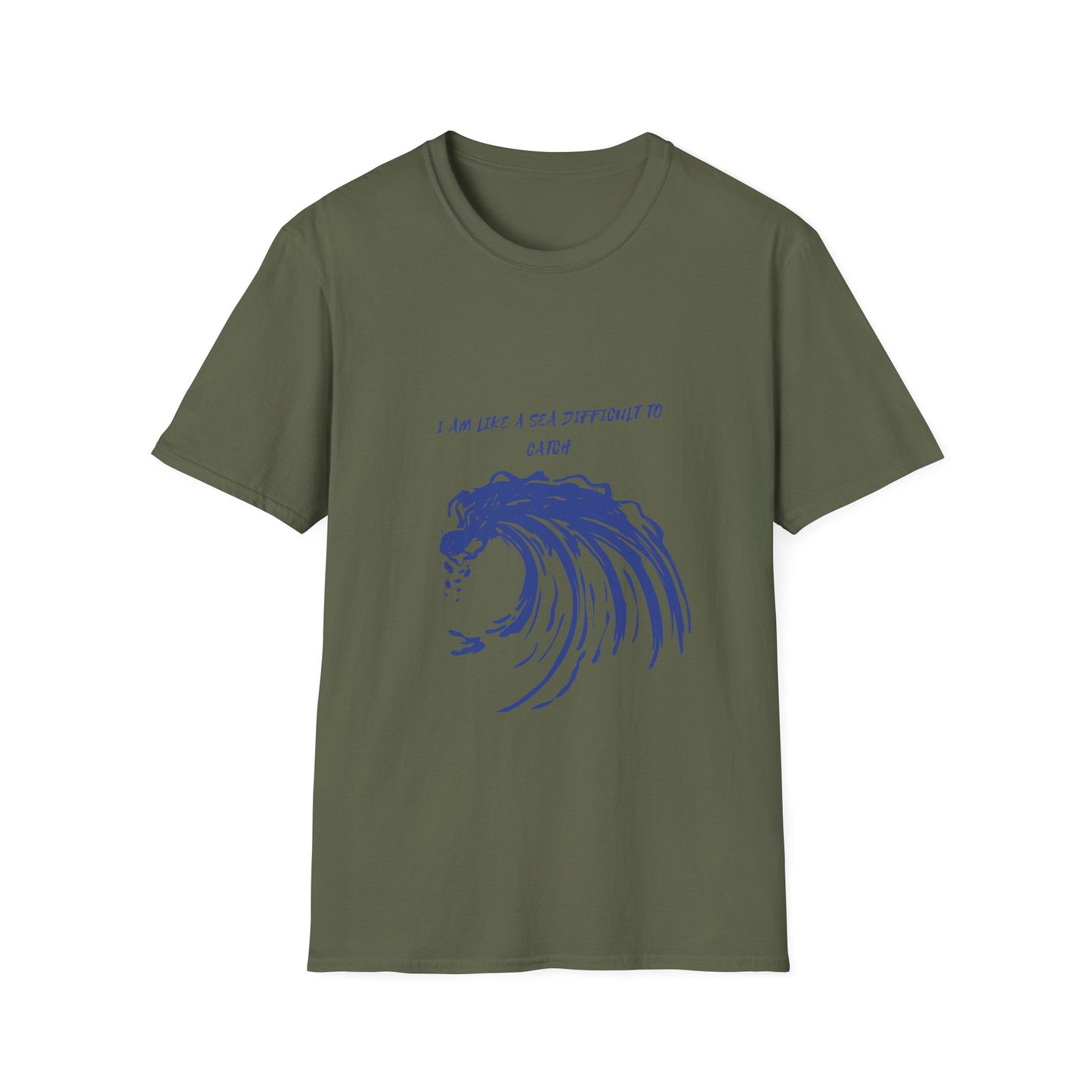 Sea Wave Graphic T‑Shirt — "I Am Like A Sea Difficult To Catch" Inspirational Tee