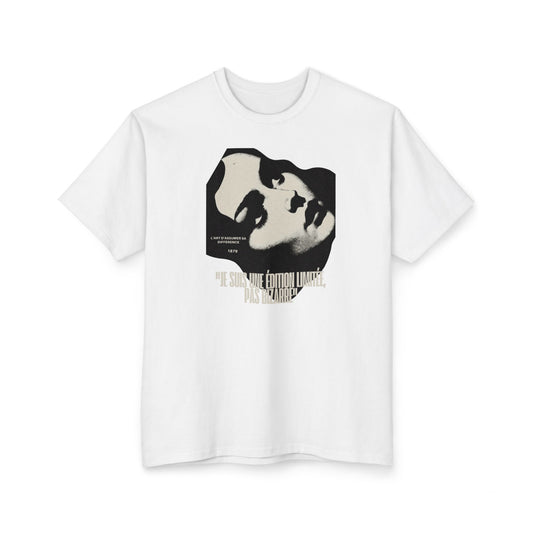 Retro Portrait T-Shirt — Stylized Face Graphic Tee with Quote