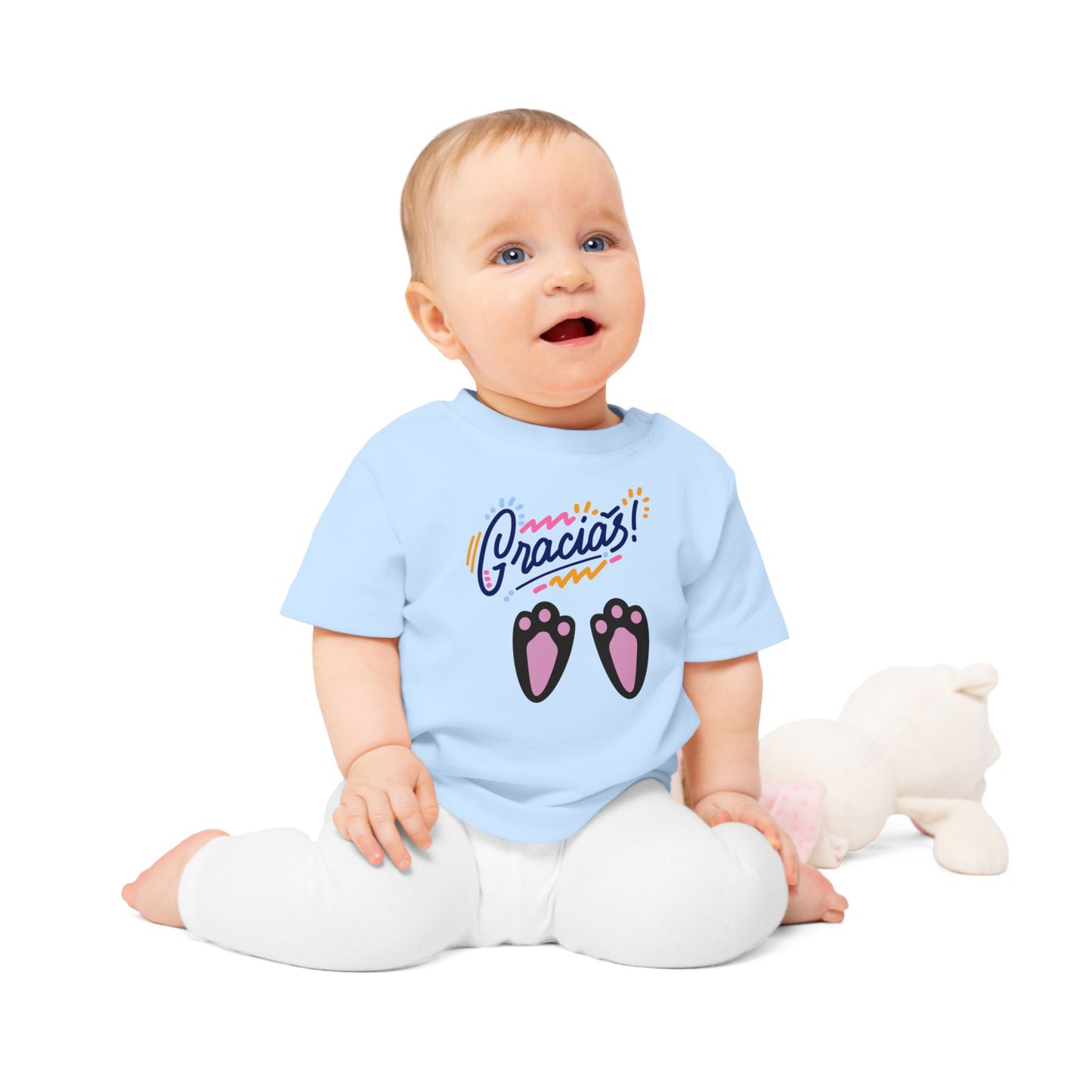Gracias Baby T-Shirt with Cute Paw Prints – Spanish Thank You Infant Tee