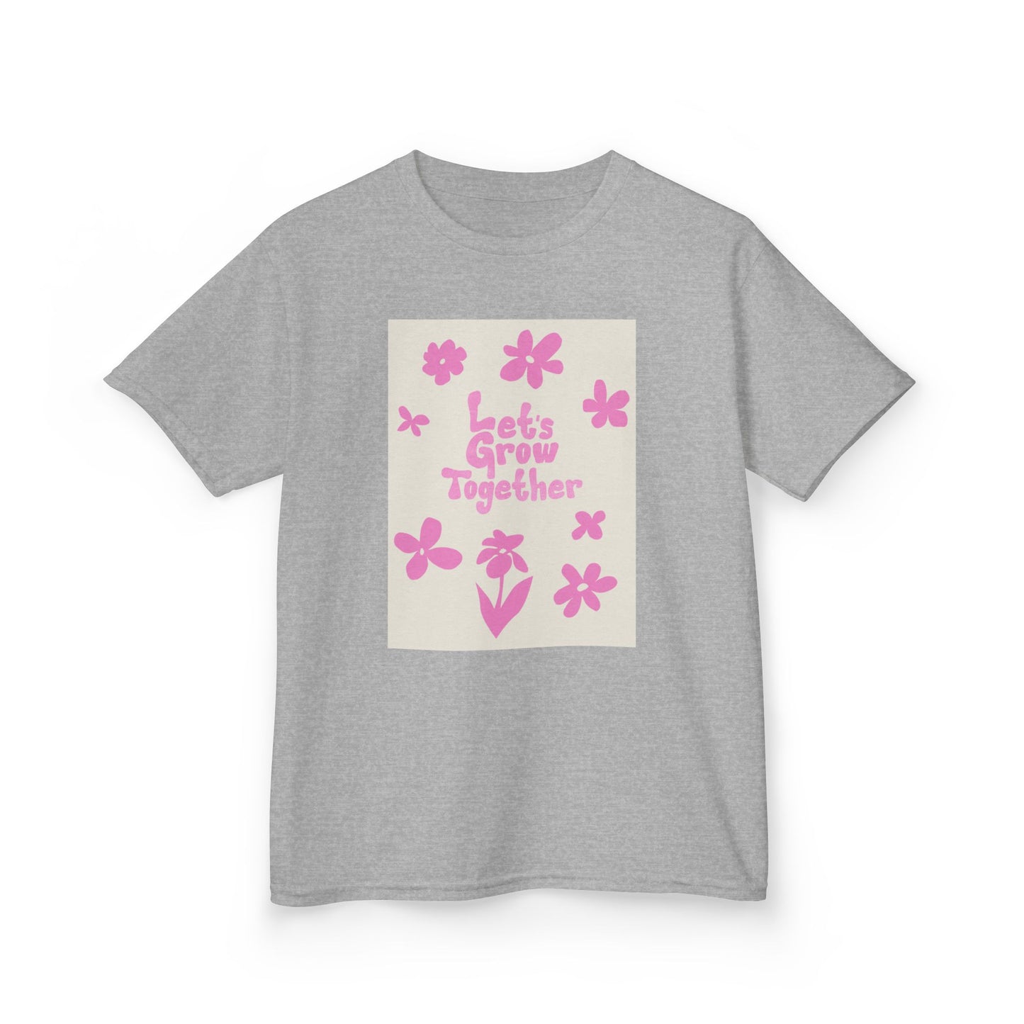 YOUTH T-SHIRT Tee — "Let's Grow Together" Floral Graphic