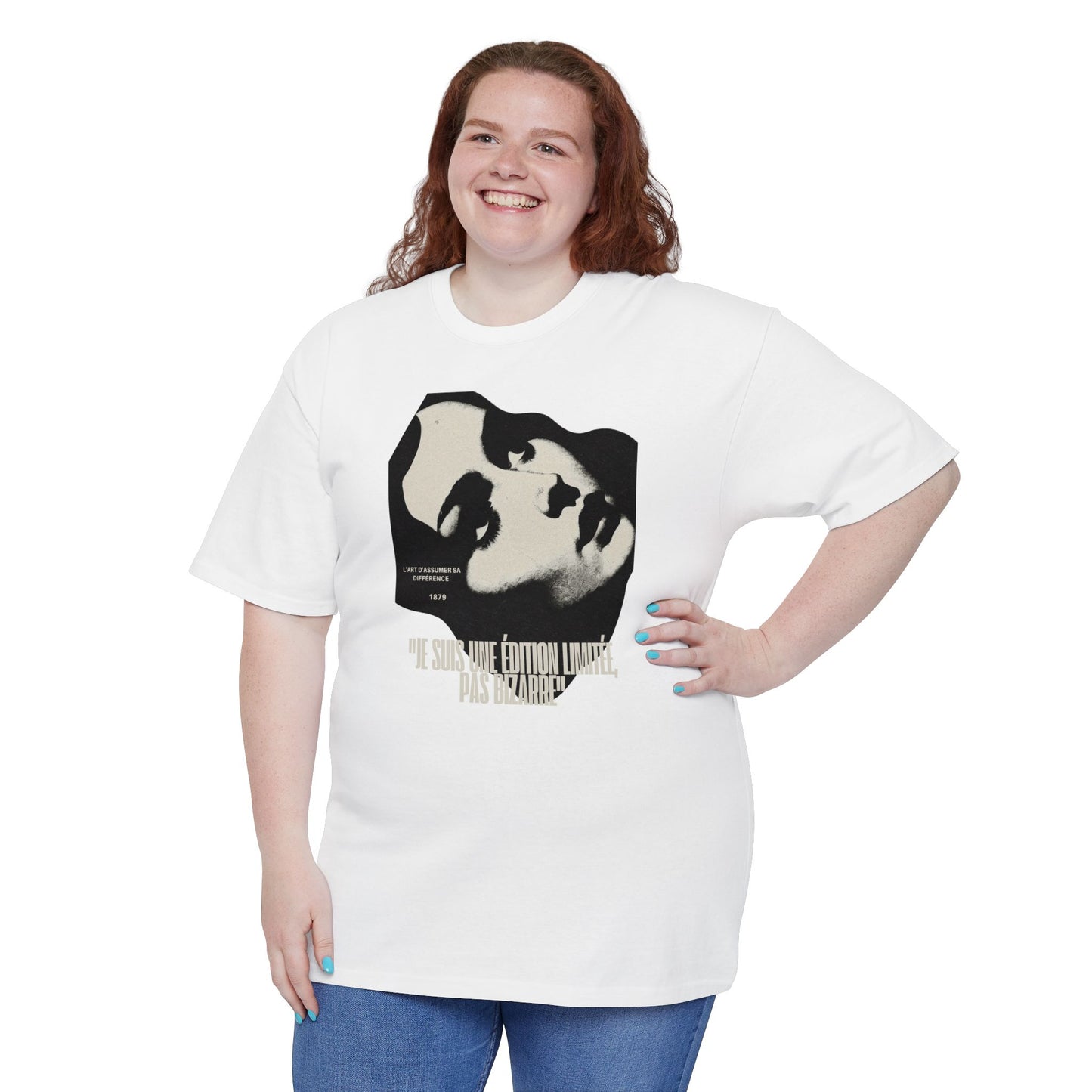 Retro Portrait T-Shirt — Stylized Face Graphic Tee with Quote