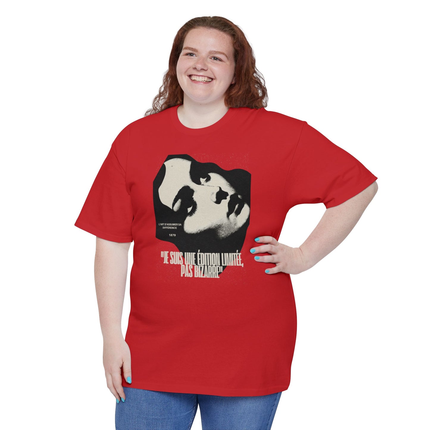 Retro Portrait T-Shirt — Stylized Face Graphic Tee with Quote