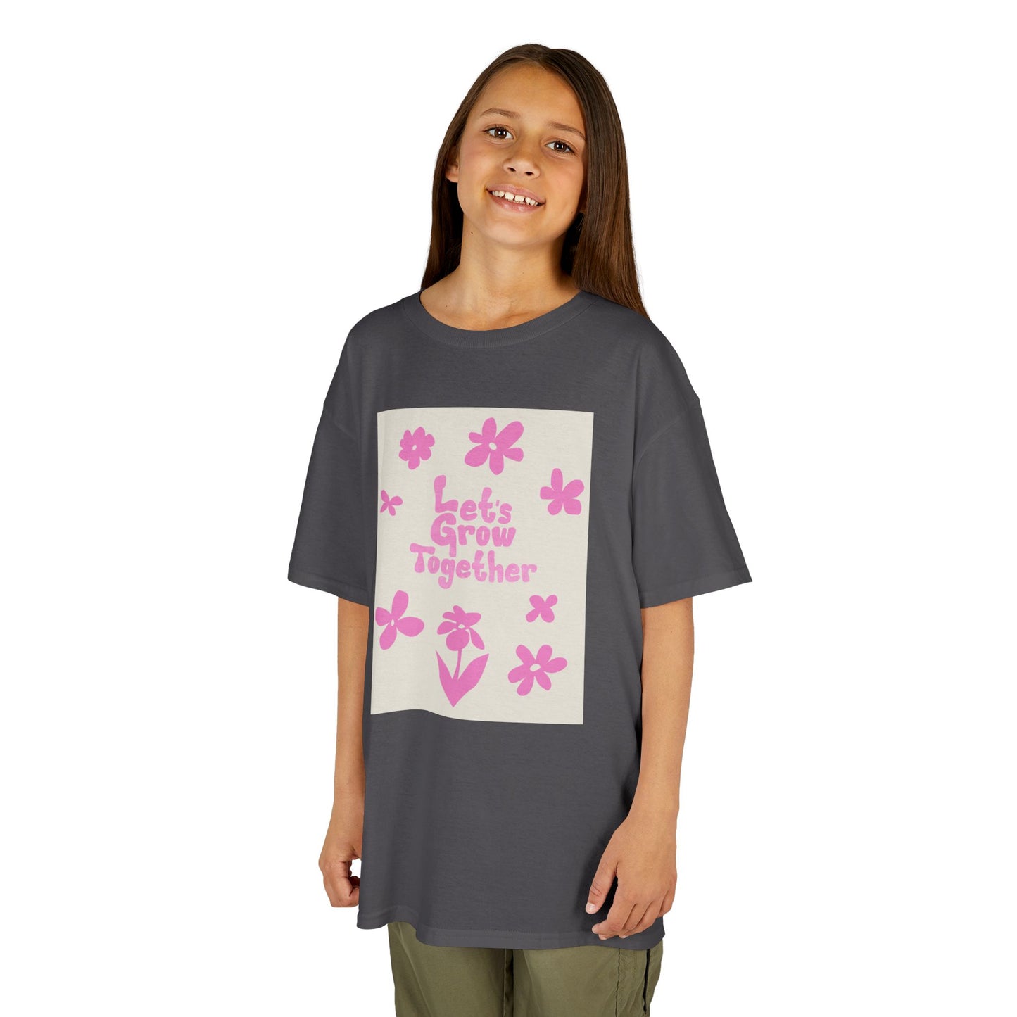 YOUTH T-SHIRT Tee — "Let's Grow Together" Floral Graphic