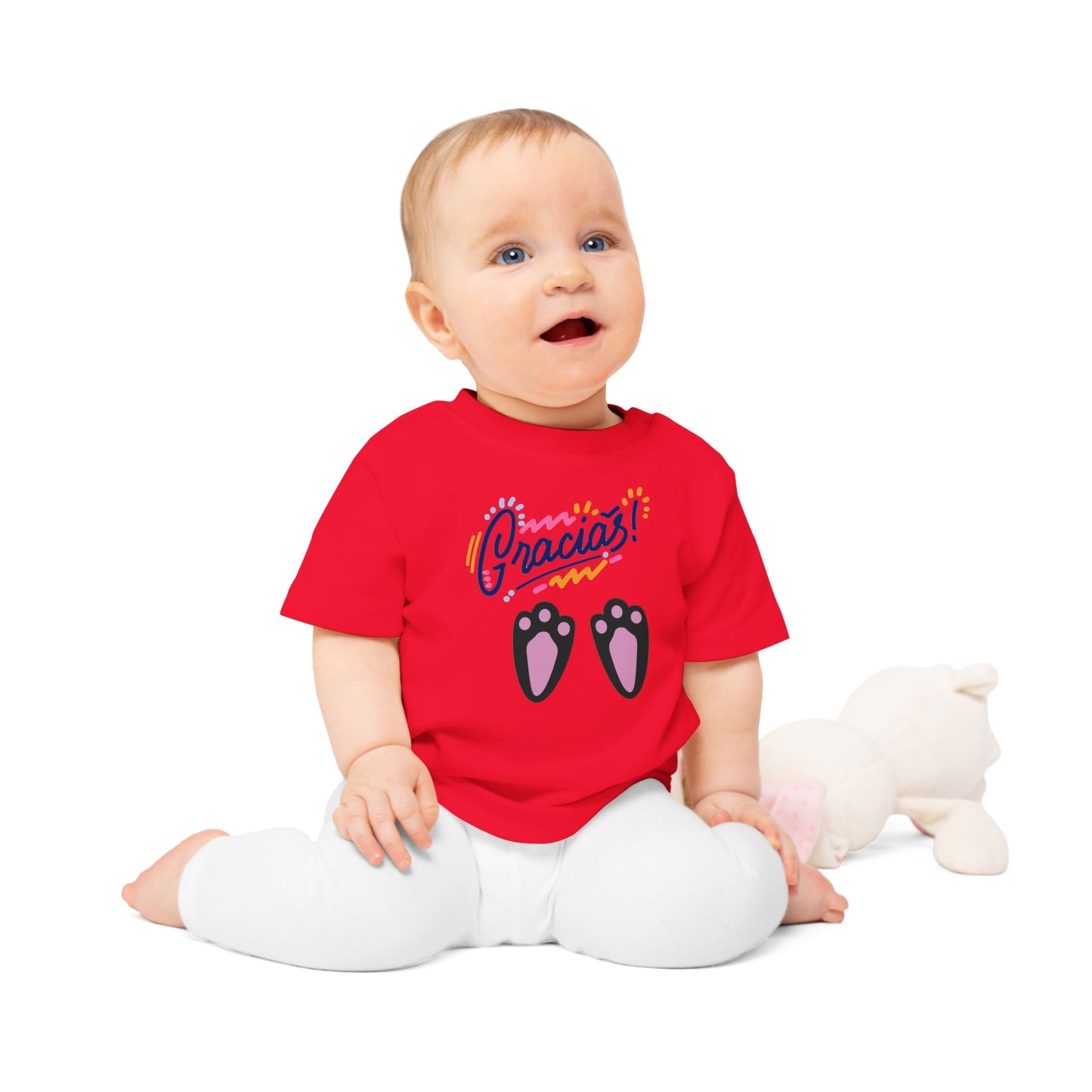 Gracias Baby T-Shirt with Cute Paw Prints – Spanish Thank You Infant Tee