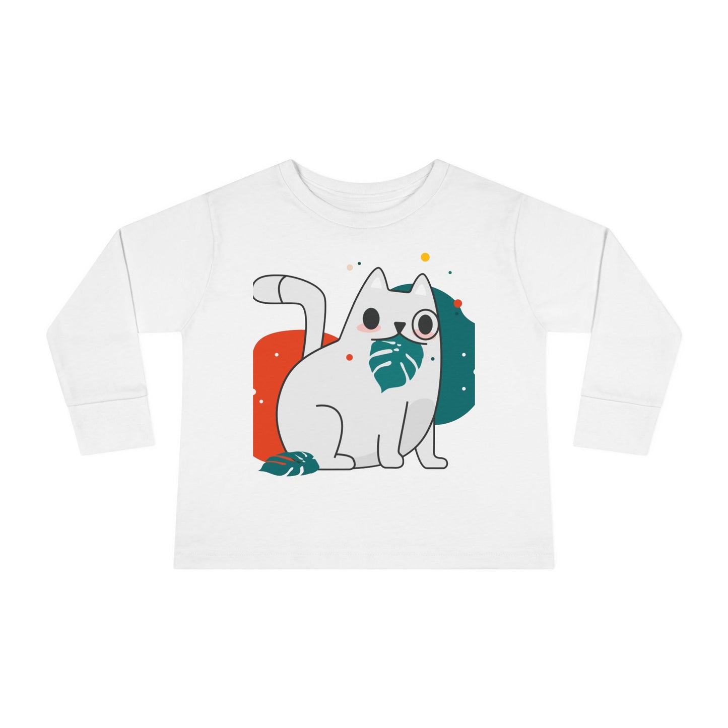 Cute Cat Toddler Long Sleeve Tee - Adorable Playful Design for Kids