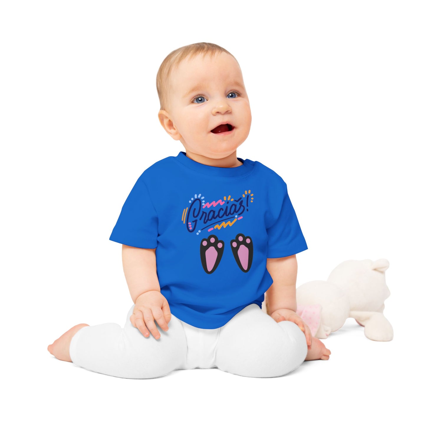 Gracias Baby T-Shirt with Cute Paw Prints – Spanish Thank You Infant Tee