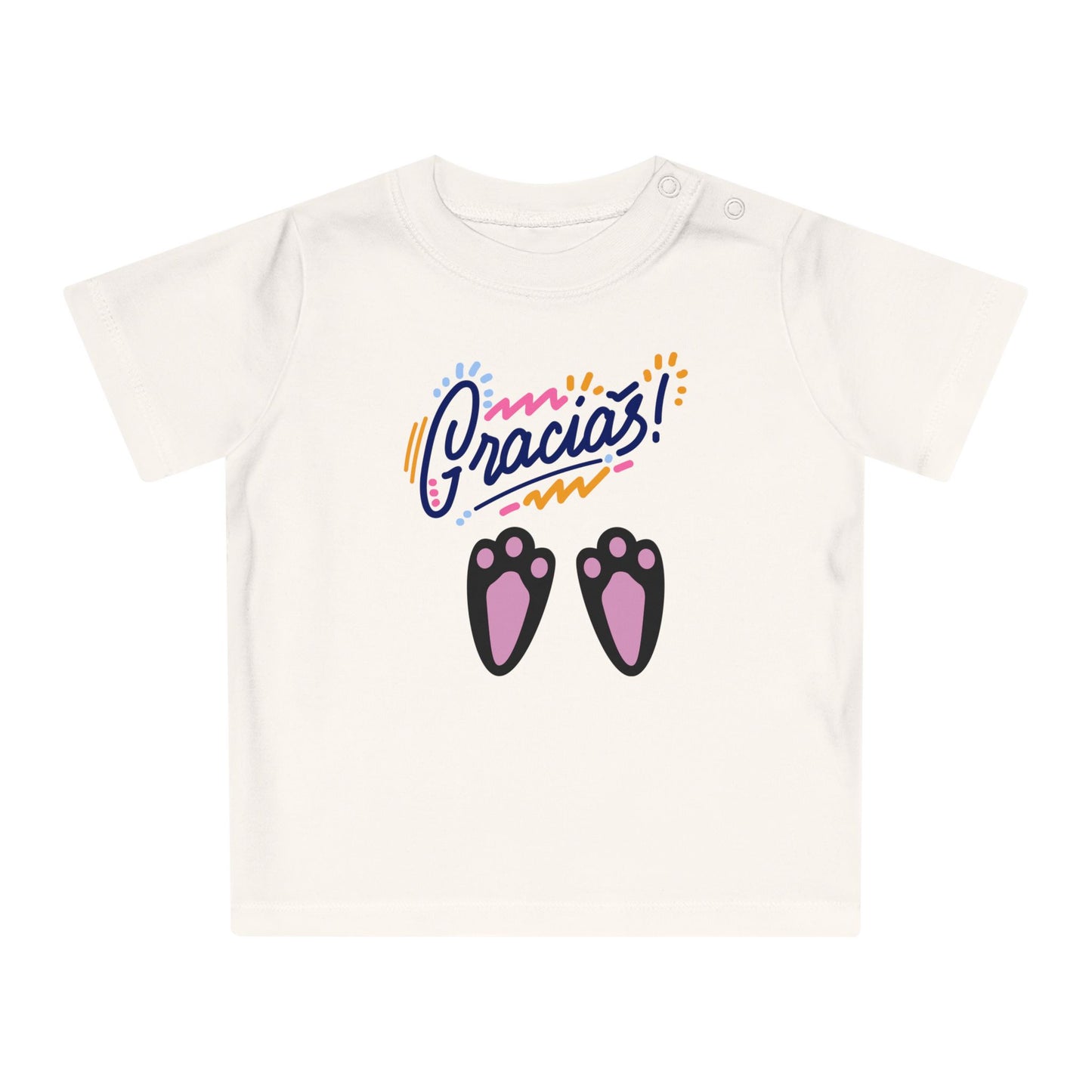 Gracias Baby T-Shirt with Cute Paw Prints – Spanish Thank You Infant Tee