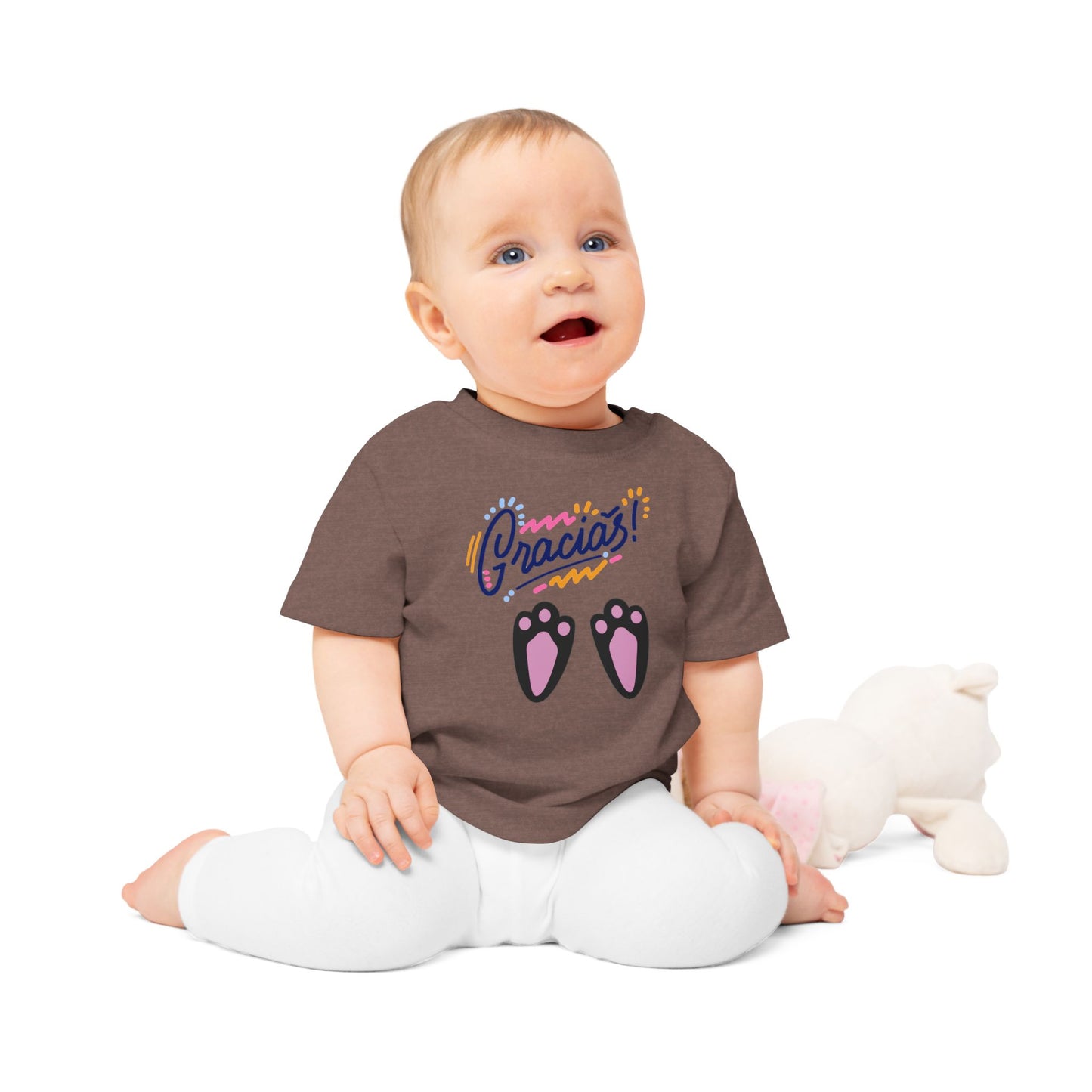 Gracias Baby T-Shirt with Cute Paw Prints – Spanish Thank You Infant Tee