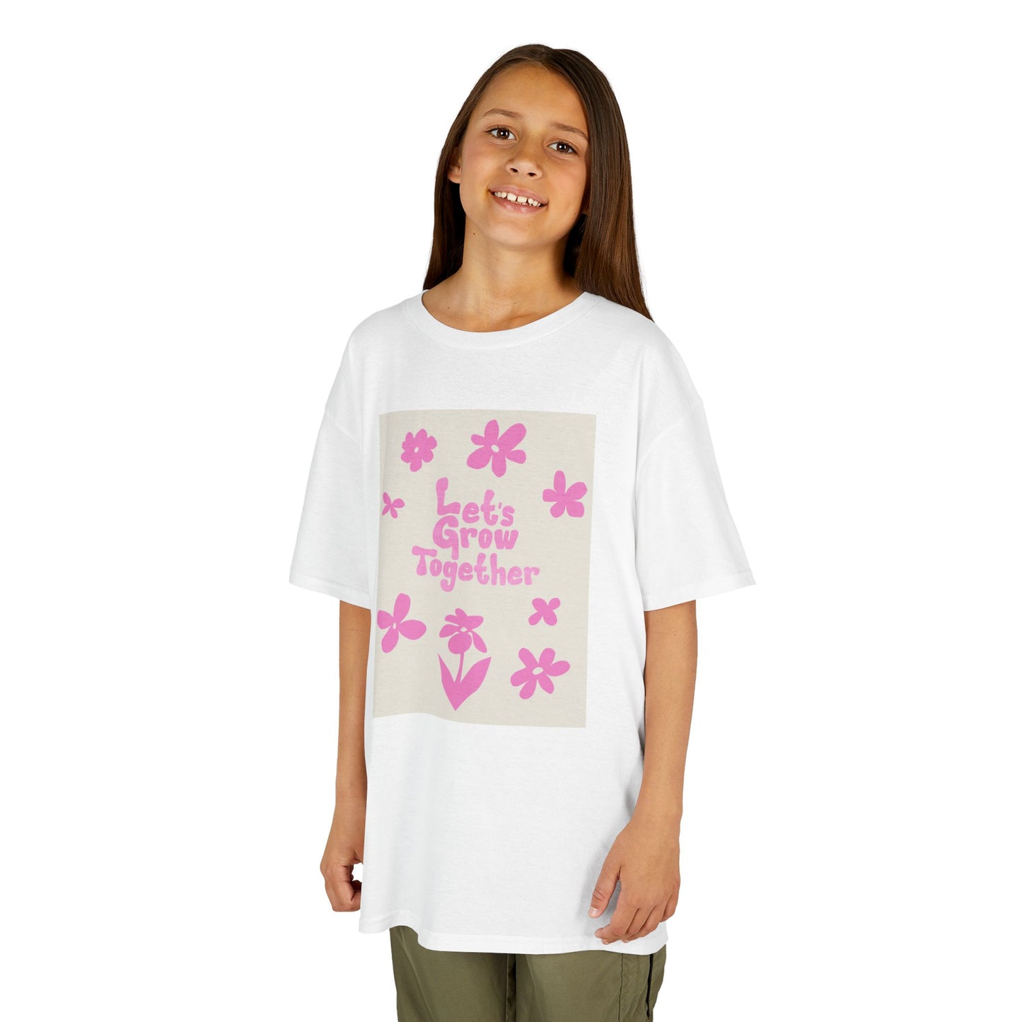 YOUTH T-SHIRT Tee — "Let's Grow Together" Floral Graphic