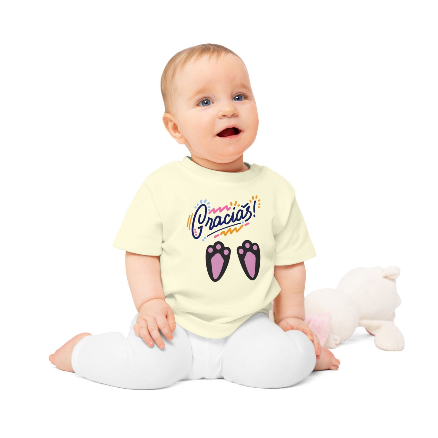 Gracias Baby T-Shirt with Cute Paw Prints – Spanish Thank You Infant Tee