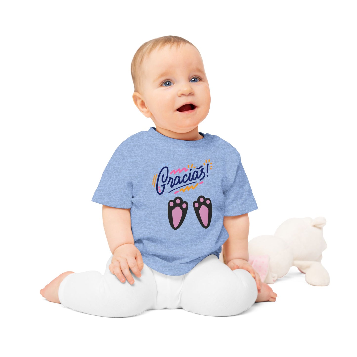 Gracias Baby T-Shirt with Cute Paw Prints – Spanish Thank You Infant Tee
