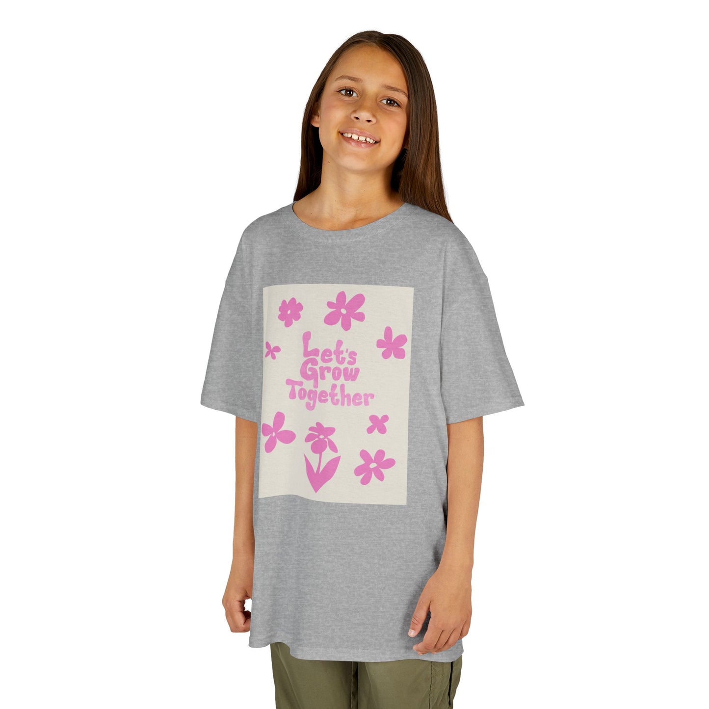 YOUTH T-SHIRT Tee — "Let's Grow Together" Floral Graphic