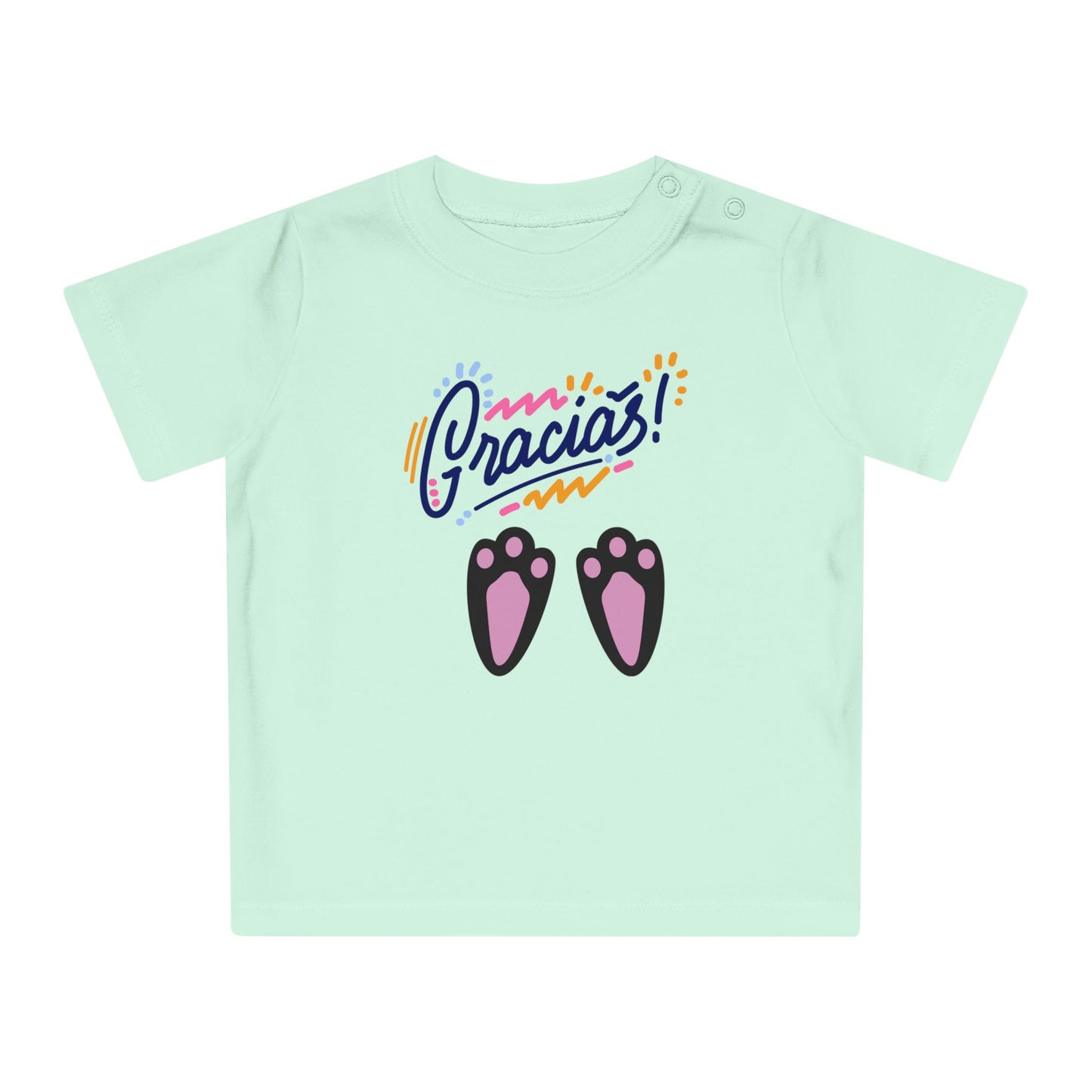 Gracias Baby T-Shirt with Cute Paw Prints – Spanish Thank You Infant Tee