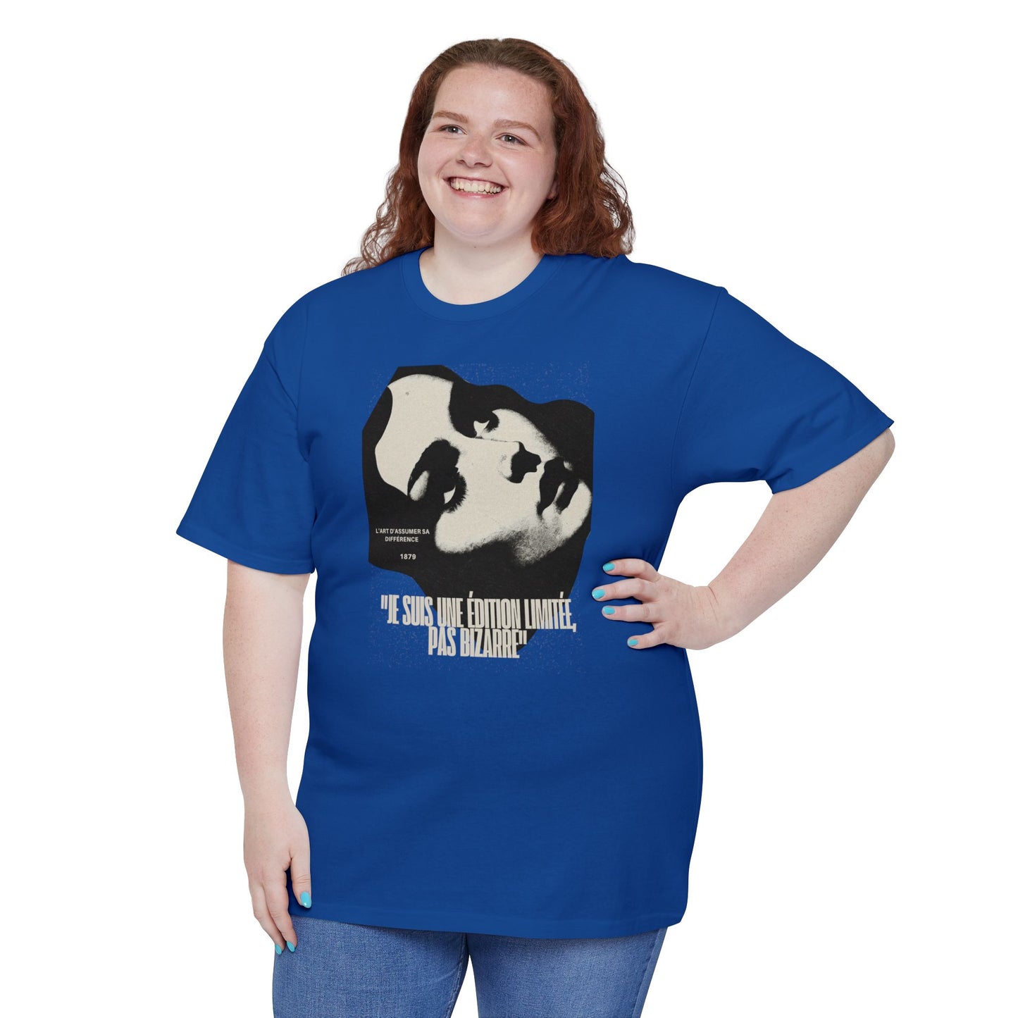 Retro Portrait T-Shirt — Stylized Face Graphic Tee with Quote