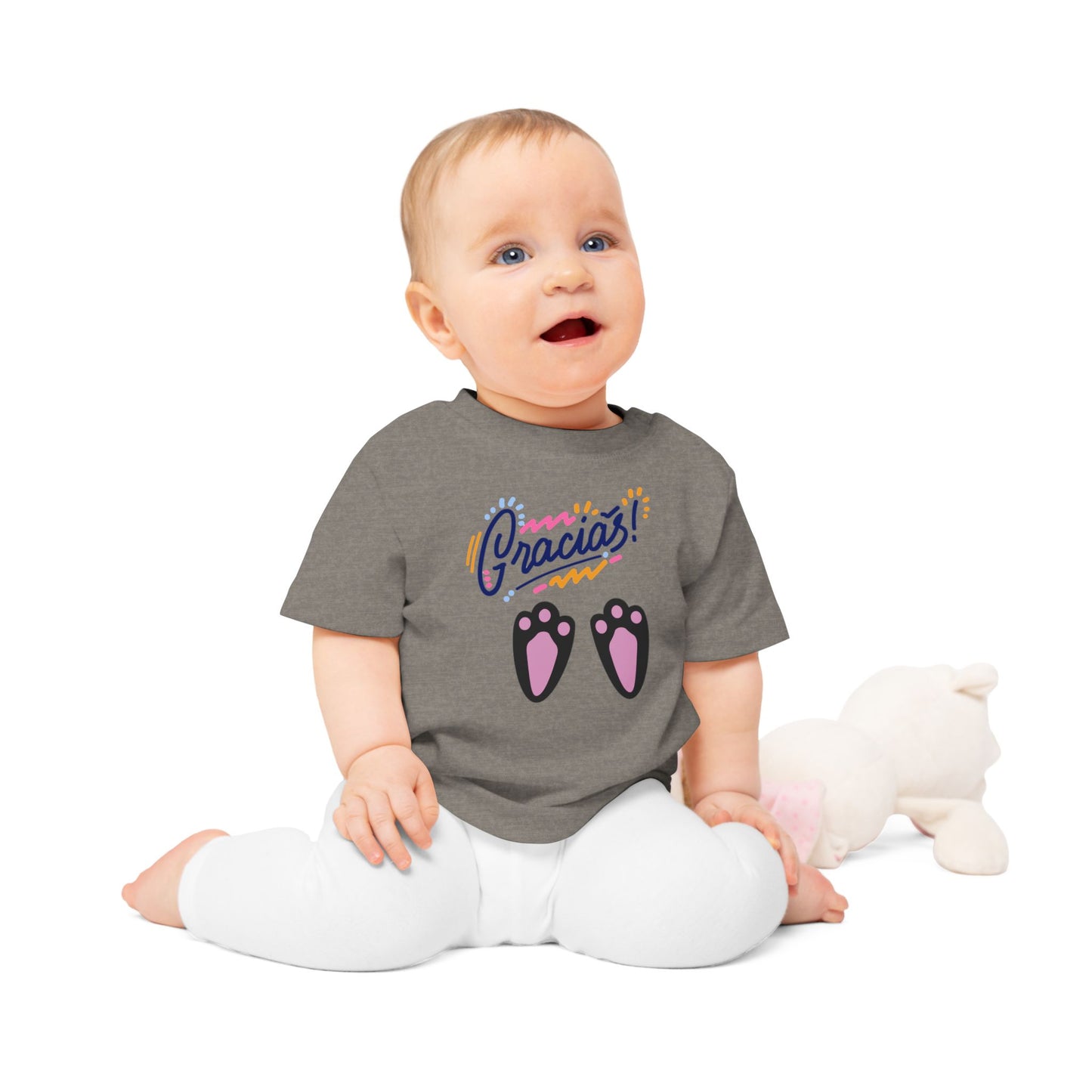 Gracias Baby T-Shirt with Cute Paw Prints – Spanish Thank You Infant Tee