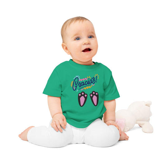 Gracias Baby T-Shirt with Cute Paw Prints – Spanish Thank You Infant Tee
