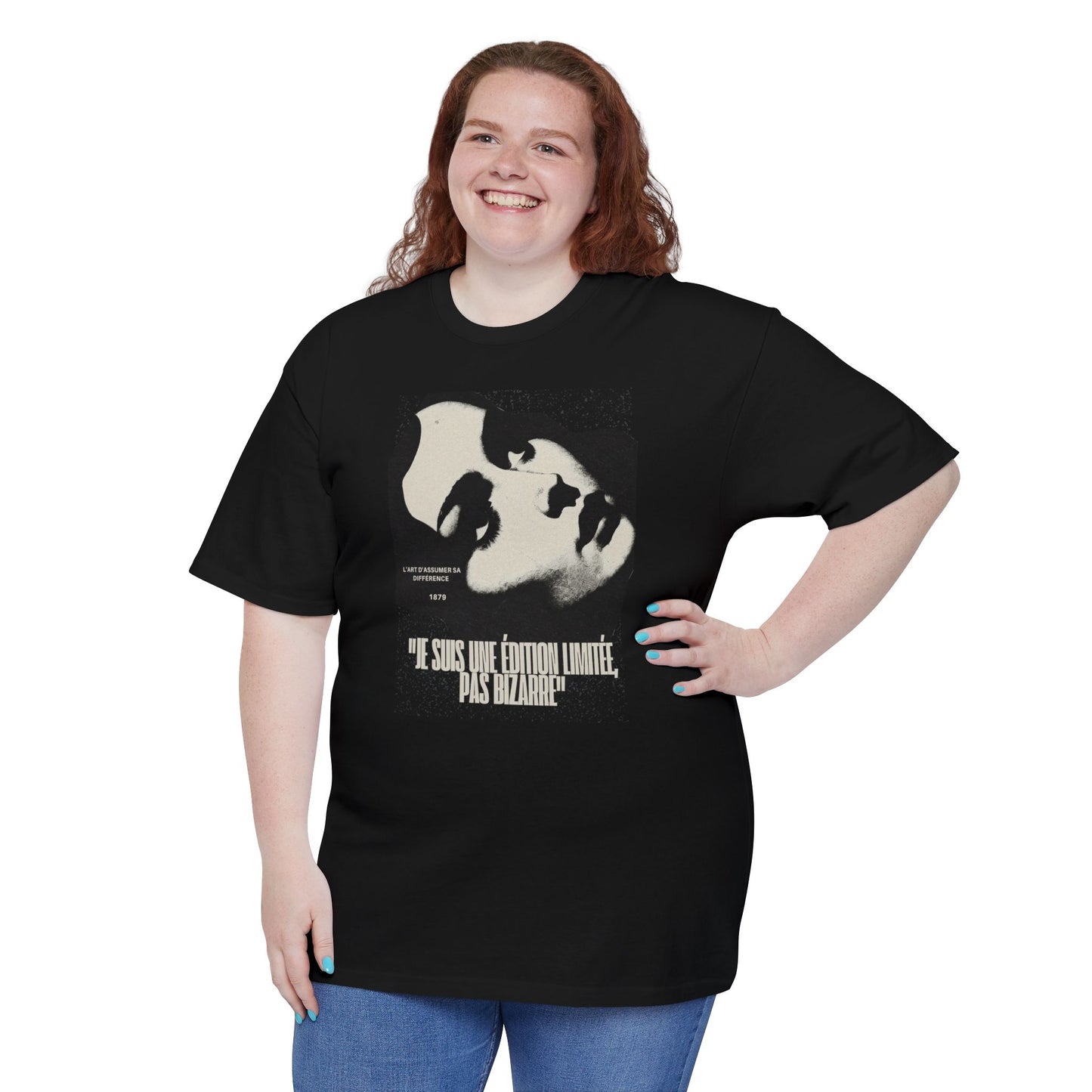 Retro Portrait T-Shirt — Stylized Face Graphic Tee with Quote