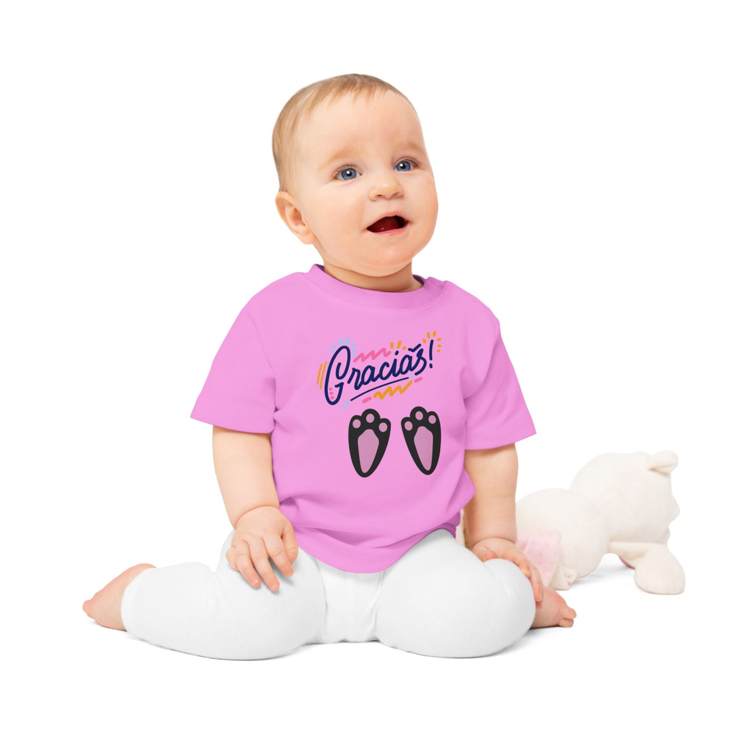 Gracias Baby T-Shirt with Cute Paw Prints – Spanish Thank You Infant Tee