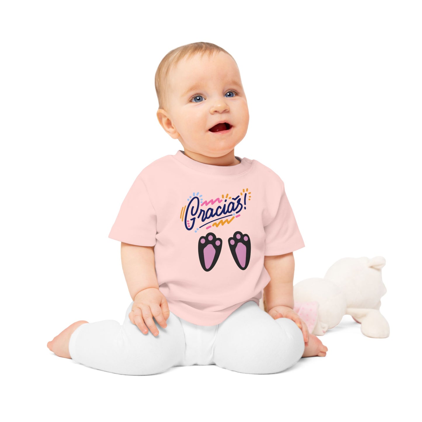 Gracias Baby T-Shirt with Cute Paw Prints – Spanish Thank You Infant Tee
